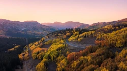 Fall colors, sunset in the mountains