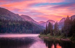 Colorful sunset over the lake